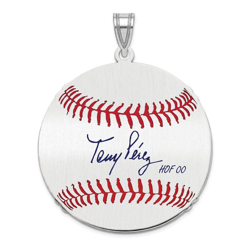 Sterling Silver Tony Perez Signature Lg Enamel Baseball Pendant